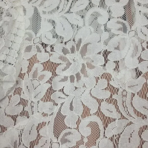 Entro White Beige Lace Short Sleeve Dress Size Small - Picture 6 of 11